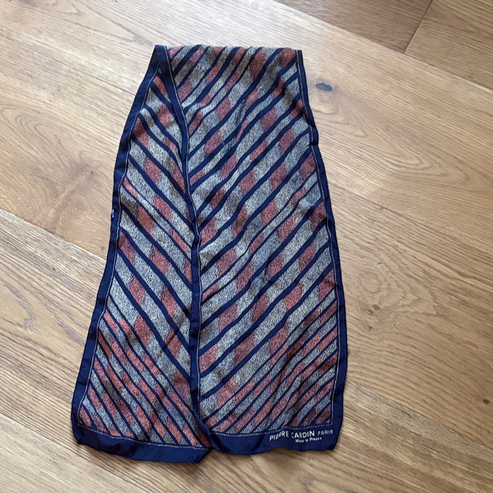 Vintage Pierre Cardin‎ Striped Silk Scarf 
7” x 42”